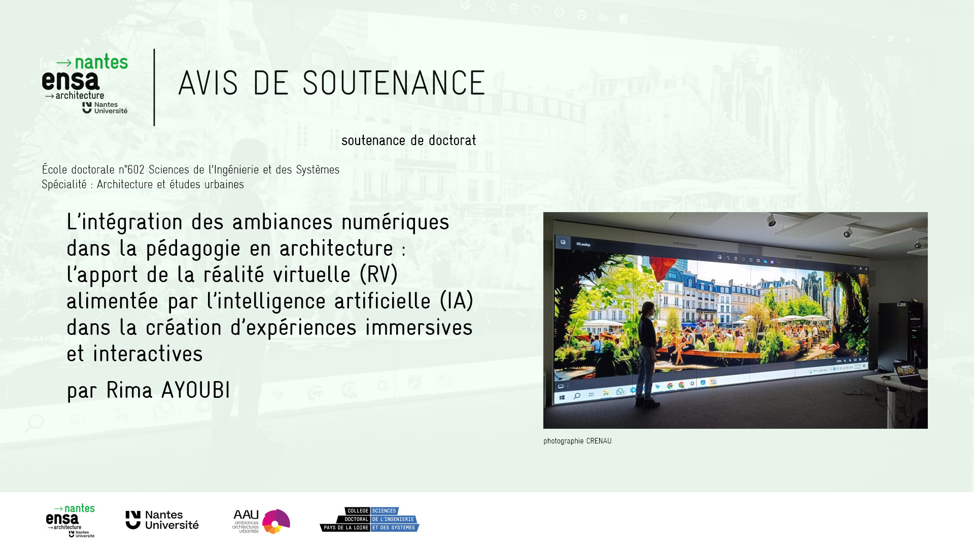 visuel de l'avis de soutenance de Rima Ayoubi